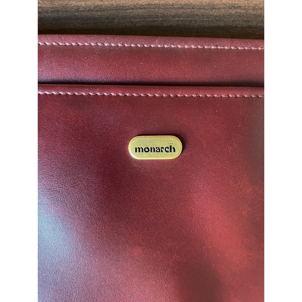 Vintage 80s Monarch Luggage Co Burgundy Slim Portfolio Document Case Bag